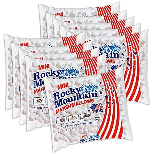 Rocky Mountain Marshmallows Minis 150g, 10er Pack, traditionell amerikanische Süßigkeiten zum Rösten am Lagerfeuer, Grillen oder Backen (10 x 150 g) Glutenfrei von Rocky Mountain