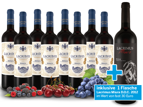 Vorteilspaket 8 Flaschen Rioja Lacrimus + 1 Flasche Lacrimus Miura von Rodriguez Sanzo