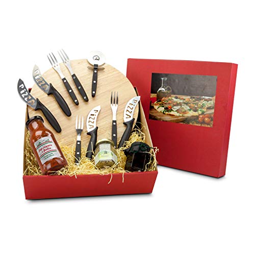 Römer Präsente Geschenkset Pizza Italia: 13-teilig; 1 Pizzabrett, 1 Pizzaschneider, 4 Messer und 4 Gabeln, 1 Sugo, Oliven und Oregano Römer Präsente Geschenkset Pizza Italia: 13-teilig; 1 Pizzabrett, 1 Pizzaschneider, 4 Messer und 4 Gabeln, 1 Sugo, Oliven und Oregano von Römer Präsente