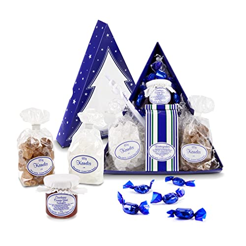 Römer Präsente Geschenkset Tee-Tannenbaum: 11-teilig; 50 g Wintertee, 50 g Weihnachtsgelee, 125 g Krustenkandis, 125 g Würfelkandis, 5 Teebonbons, 1 Rezept + Tannenbaumverpackung. ca. 25 x 20 x 4 cm von Römer Präsente