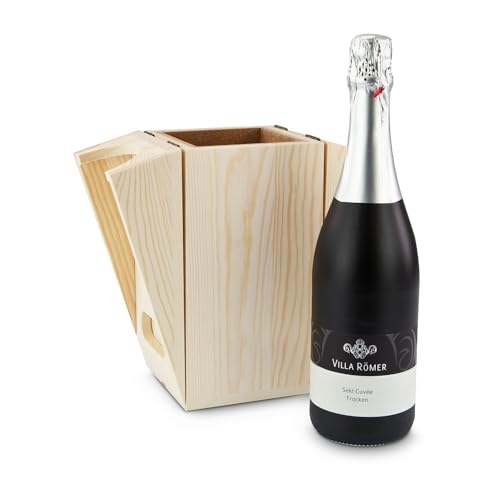 Römer Präsente Geschenkset Way Cooler: Origineller Flaschenkühler mit Korkschicht, Magnetverschluss und Griff + 1 schwarzmatte Flasche Sekt Cuvée trocken (0,75 l) als perfektes Paar! von Römer Präsente