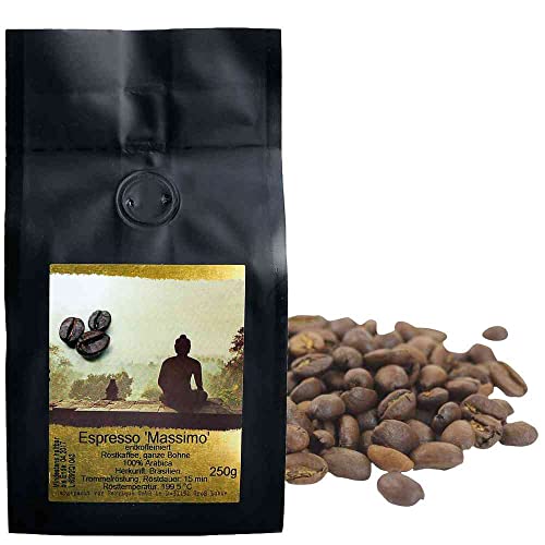 Espresso Kaffee Massimo entko. ganze Bohnen,100% Arabica Vegan Rösterei Machwitz Deutschland 250g-Pack von Barrique