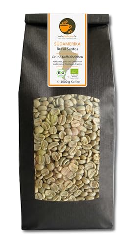 Bio Rohkaffee Arabica Brasil Santos (grüne Kaffeebohnen 1000g) - GMP zertifiziert von Rohebohnen