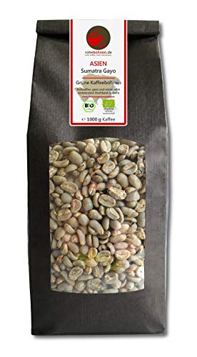 Bio Rohkaffee - Grüner Hochland Kaffee Sumatra Gayo (grüne Kaffeebohnen 1000g) - GMP zertifiziert von Rohebohnen