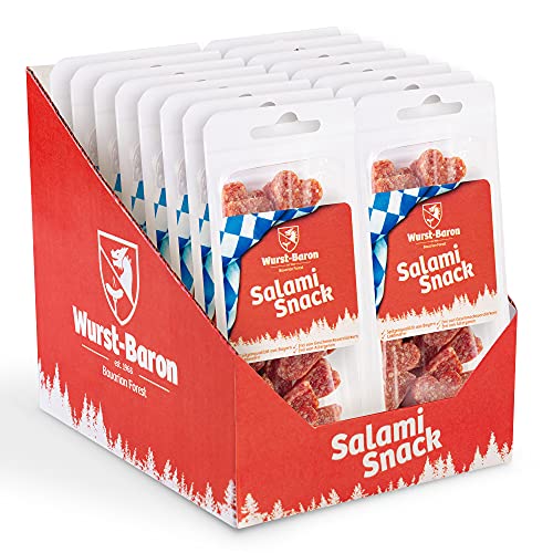 WURSTBARON® - Salami Mini Herzchen - original Wurst Snack Herzen aus Bayern - 16 Packungen mit je 50 g im Karton von Pikanten