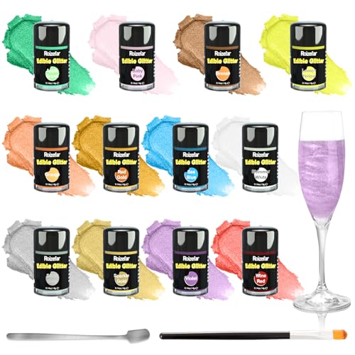 Essbares Glitzer Set, Roizefar 12 Farben geschmacklos essbare Glitzerpulver, Glitzer Essbar für Torte/Glitzer Essbar Getränke für Ostern, Weihnachten, Oktoberfest Party, Champagner, Cocktails. 4g/Dose Essbares Glitzer Set, Roizefar 12 Farben geschmacklos essbare Glitzerpulver, Glitzer Essbar für Torte/Glitzer Essbar Getränke für Ostern, Weihnachten, Oktoberfest Party, Champagner, Cocktails. 4g/Dose von Roizefar