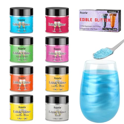 Essbares Glitzer Set, Roizefar 8 Farben geschmacklos essbare Glitzerpulver, Glitzer Essbar für Torte/Glitzer Essbar Getränke für Ostern, Weihnachten, Oktoberfest Party, Champagner, Cocktails. 4g/Dose Essbares Glitzer Set, Roizefar 8 Farben geschmacklos essbare Glitzerpulver, Glitzer Essbar für Torte/Glitzer Essbar Getränke für Ostern, Weihnachten, Oktoberfest Party, Champagner, Cocktails. 4g/Dose von Roizefar