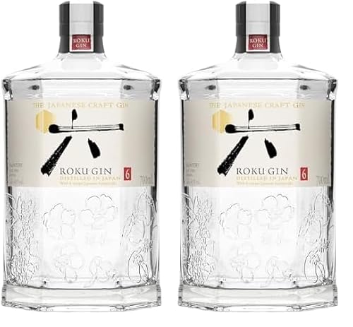 ROKU GIN | 6 japanische Botanicals | Meisterhaft destilliert in Japan | für einen perfekt ausbalancierten Geschmack, 43% Vol | 700ml Einzelflasche (Packung mit 2) von ROKU