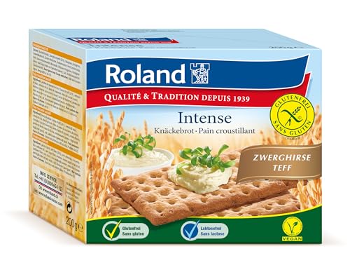 Roland Knäckebrot Zwerghirse Teffmehl - glutenfrei, vegan, 10er Pack (10 x 200 g) von Roland