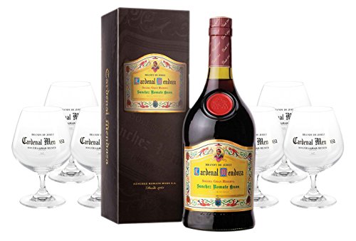 Cardenal Mendoza spanischer Brandy 0,7 Liter + 6 Cardenal Mendoza Gläser Cardenal Mendoza spanischer Brandy 0,7 Liter + 6 Cardenal Mendoza Gläser von Romate
