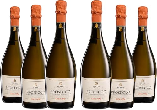 Romio Prosecco DOC, frischer und aromatischer Perlwein, aus 100 % Glera-Trauben, 11 % Vol., Karton mit 6 Flaschen 750 ml Romio Prosecco DOC, frischer und aromatischer Perlwein, aus 100 % Glera-Trauben, 11 % Vol., Karton mit 6 Flaschen 750 ml von Romio