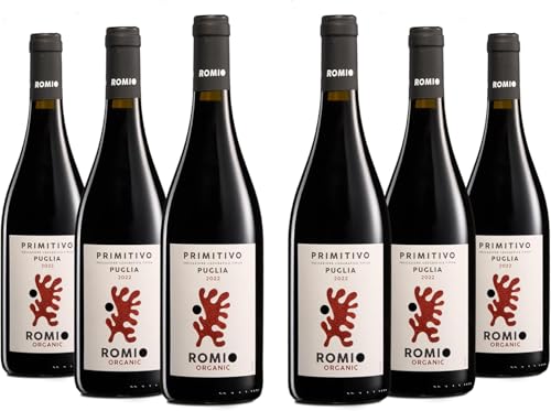 Romio Organic Rotwein Primitivo BIO Puglia IGT, Noten von Schwarzen Früchten, Gewürzen und Weißem Pfeffer, Vollmundig am Gaumen. 13,5% Vol., Karton mit 6 Flaschen mit jeweils 750 ml Romio Organic Rotwein Primitivo BIO Puglia IGT, Noten von Schwarzen Früchten, Gewürzen und Weißem Pfeffer, Vollmundig am Gaumen. 13,5% Vol., Karton mit 6 Flaschen mit jeweils 750 ml von Romio