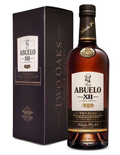 Ron Abuelo Two Oaks ( 1 x 0,7l) - 12 Jahre alter Rum aus Panama mit besonderem Fass-Finish für ein rauchig-süßes Geschmackserlebnis - pur, auf Eis oder als Basis für Cockails - 40% Vol. von Ron Abuelo