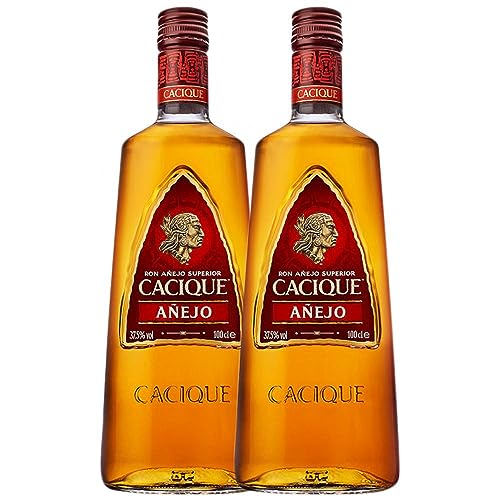 Rum Cacique Añejo Rakete Flasche 1 L (Schachtel mit 2 Rakete Flasche von 1 L) von Ron Cacique