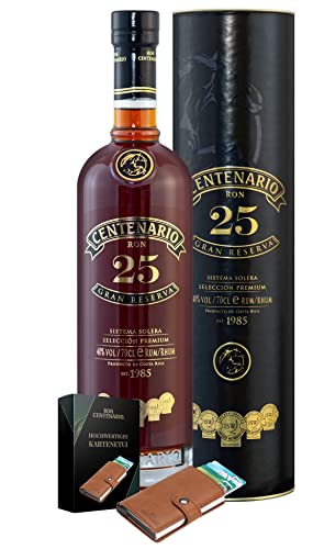 Ron Centenario 25 Gran Reserva | Geschenkset mit Kartenetui | Hergestellt im Solera-Verfahren und liebevoller Handarbeit | 700ml von Centenario