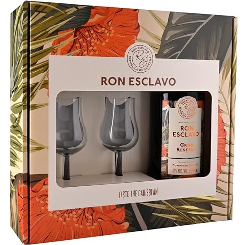Ron Esclavo Gran Reserva 40% Vol. 0,7 Liter in Geschenkbox mit 2 Gläsern von Ron Esclavo