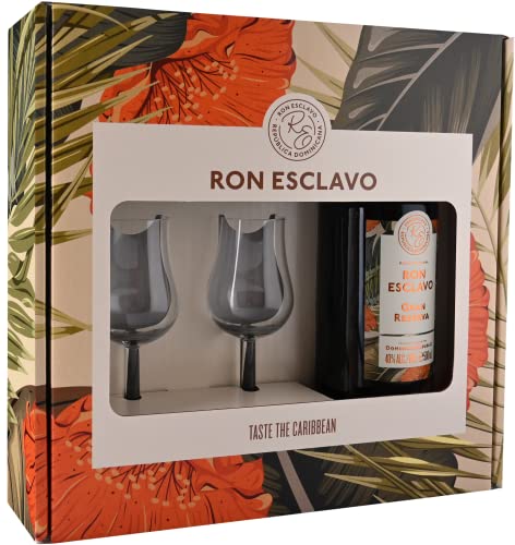 Ron Esclavo Gran Reserva Giftbox / 1 x 0,5 l + 2 glasses/Rum-basierte Spirituose aus der Dominikanischen Republik von Ron Esclavo