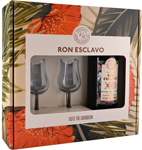 Ron Esclavo XO Cask Giftbox / 1 x 0,5 l + 2 glasses/Rum-basierte Spirituose aus der Dominikanischen Republik von Ron Esclavo