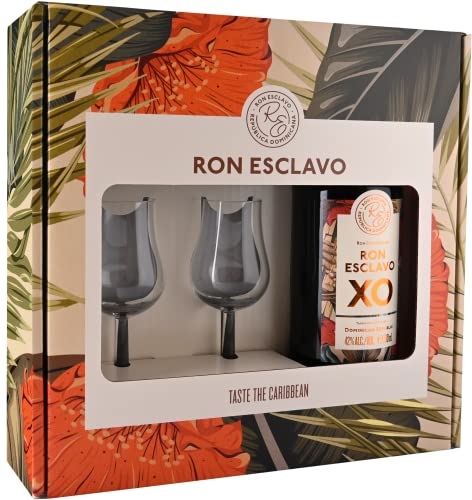 Ron Esclavo XO Giftbox / 1 x 0,7 l + 2 glasses/Rum-basierte Spirituose aus der Dominikanischen Republik von Ron Esclavo