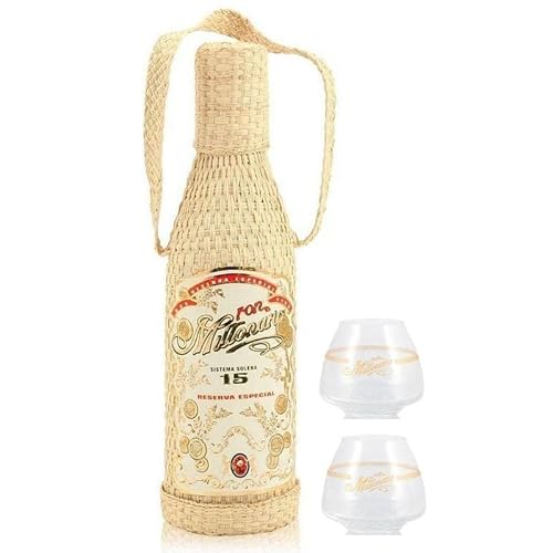 RUM MILLONARIO RESERVA SPECIAL SITEMA SOLERA 15 JAHRE 70 CL MIT ZWEI GLÄSERN von Ron Millonario