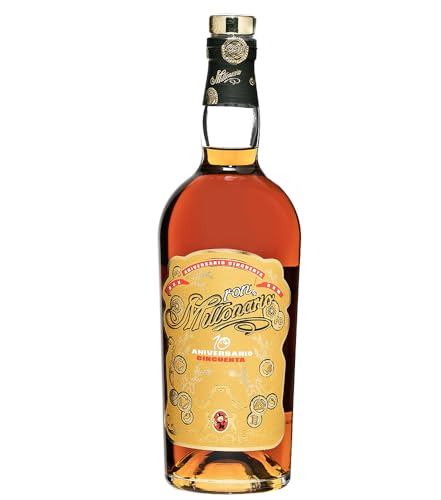 Ron Millonario | Aniversario Cincuenta | 10 Jahre gereift | Noten von Früchten, Vanille & Eiche| Exquisiter Premium Rum | Besondere Rezeptur | Langer samtiger & fruchtiger Abgang | 700ml | 50% vol. von Ron Millonario