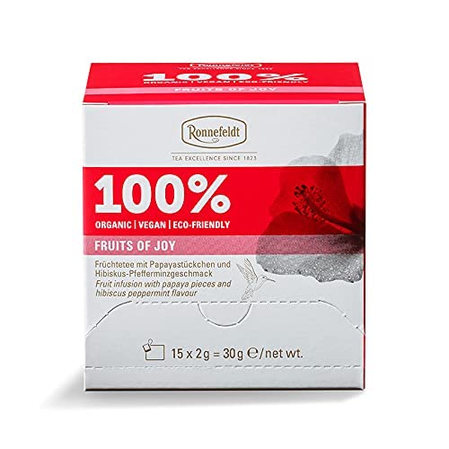 Ronnefeldt 100% Fruits of Joy - BIO Früchtetee m. Papayastückchen und Hibiskus-Pfefferminzgeschmack, 15 Teebeutel à 2 g, 30 g | Organic | Vegan | Eco-friendly, Menge:2 Stück von Ronnefeldt