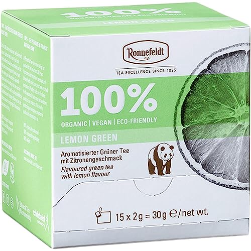 Ronnefeldt 100% Lemon Green - BIO Grüner Tee mit Zitronengeschmack, 15 Teebeutel à 2 g, 30 g | Organic | Vegan | Eco-friendly, Menge:1 Stück von Ronnefeldt