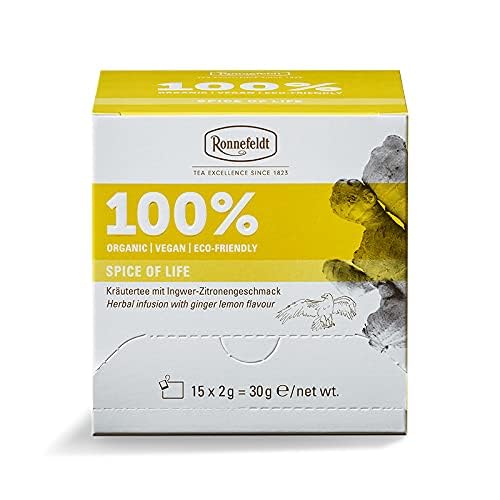Ronnefeldt 100% Spice of Life - BIO Kräutertee m. Ingwer-Zitronengeschmack, 15 Teebeutel à 2 g, 30 g | Organic | Vegan | Eco-friendly, Menge:2 Stück von Ronnefeldt