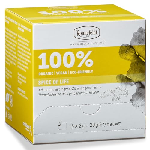 Ronnefeldt 100% Spice of Life - BIO Kräutertee m. Ingwer-Zitronengeschmack, 15 Teebeutel à 2 g, 30 g | Organic | Vegan | Eco-friendly von Ronnefeldt