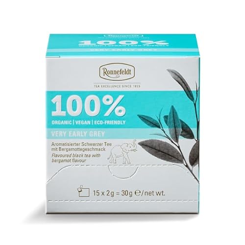 Ronnefeldt 100% Very Early Grey - BIO Aromatisierter Schwarzer Tee, 15 Teebeutel à 2 g, 30 g | Organic | Vegan | Eco-friendly, Menge:6 Stück von Ronnefeldt