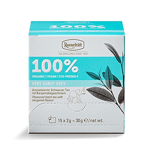 Ronnefeldt 100% Very Early Grey - aromatisierter BIO Schwarztee m. Bergamottegeschmack, 15 Teebeutel à 2 g, 30 g | Organic | Vegan | Eco-friendly von CASA DE TÉ CHI Y CO