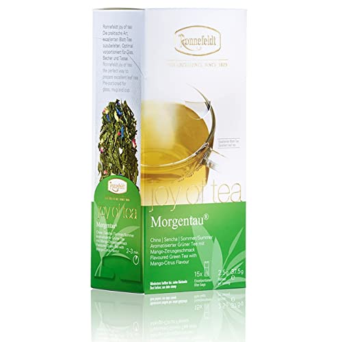 Ronnefeldt Morgentau® Joy of Tea Teebeutel 10er Pack aromatisierter grüner Tee Mango Zitrusgeschmack (à15x2,5g) loser Tee abgepackt von Ronnefeldt