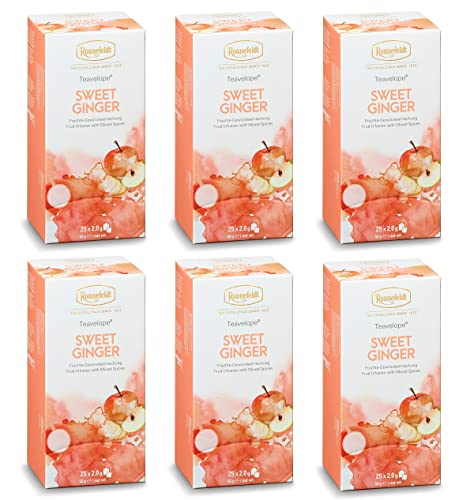 Ronnefeldt Teavelope® Sweet Ginger / Süßer Ingwer, Früchte-Gewürzteemischung, 6er-Set, 300 g (6 x 50 g) von Ronnefeldt