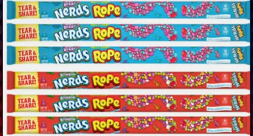 6 x American Candy verschiedene Nerds Rope Süßigkeiten Regenbogen sehr Beere USA importiert von Rope