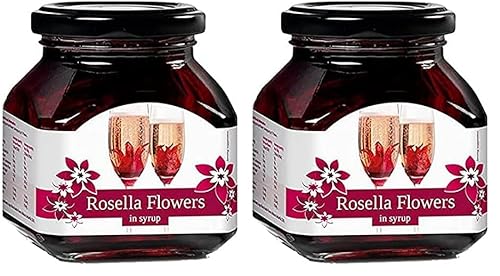 Rosella Flowers Wild Hibiscus in Sirup, Hibiskusblüte, 270 gramm (Packung mit 2) von Rosella Flowers