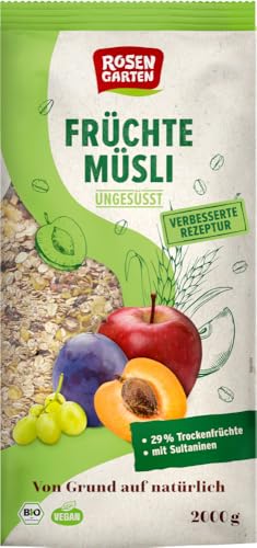 Rosengarten Bio Früchte-Müsli ungesüßt (6 x 2000 gr) von Rosengarten