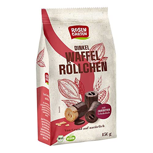 Rosengarten Dinkel Waffelröllchen, Zartbitter, 150g (12) von Rosengarten