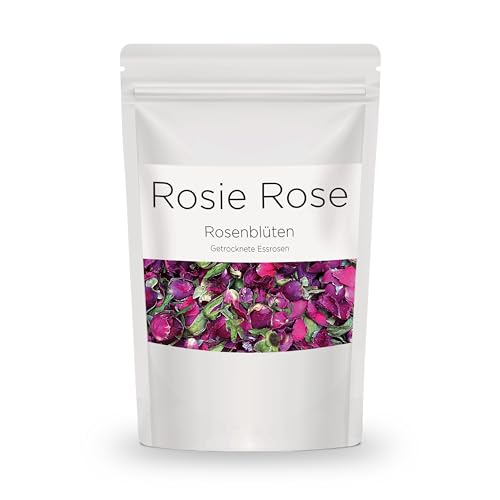 Rosie Rose essbare rosa Rosenblüten Pure Pink, 50g Getrocknete Blumen für Hochzeitstorten, Backen & Kochen, natürliche Rosenblüten als essbare Deko für Kuchen und Speisen von Rosie Rose