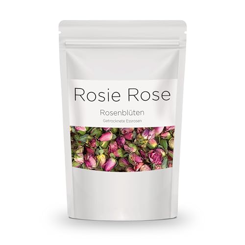 Rosie Rose essbare rosa Rosenblüten Vintage Rose, 50g Getrocknete Blumen für Hochzeitstorten, Backen & Kochen, natürliche Rosenblüten als essbare Deko für Kuchen und Speisen von Rosie Rose