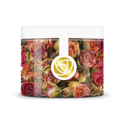 Rosie Rose Dekorative Rosenblüten in 7 Farben - 20g - Dekorative getrocknete Blüten, Topping für Torten, Kuchen Dekoration,100% natürlich zum Backen Kochen & Dekorieren (Sunset Mix) von Rosie Rose