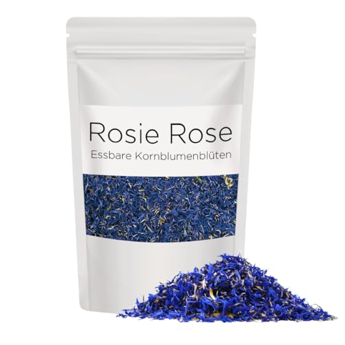 Rosie Rose Essbare Kornblumenblüten (Blau) I 20g I getrocknete Kornblumen Deko I 100% natürlich & geschmacksneutral I Ideal für Tee und als Dekoration für Cupcakes, Salaten, Torten von Rosie Rose