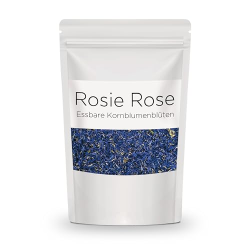 Rosie Rose essbare Blaue Kornblumenblüten, 20g getrocknete Kornblumen Deko als Tortendeko, natürlich & geschmacksneutral, zum Kochen, für Tee, Cupcakes, Salate und Torten-Dekoration von Rosie Rose