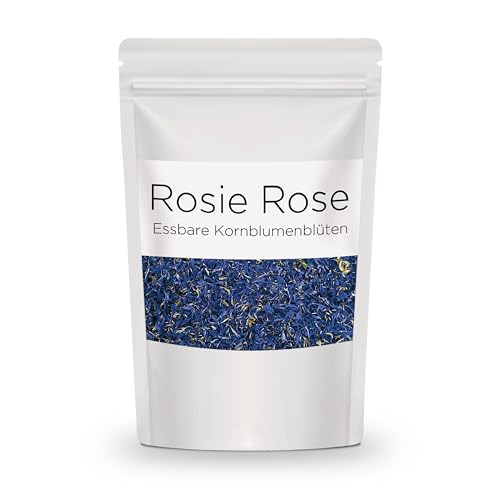 Rosie Rose Essbare Kornblumenblüten (Blau) I 20g I getrocknete Kornblumen Deko I 100% natürlich & geschmacksneutral I Ideal für Tee und als Dekoration für Cupcakes, Salaten, Torten von Rosie Rose