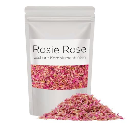 Rosie Rose essbare rosa Kornblumenblüten, 20g getrocknete Kornblumen Deko, essbare Blüten, Tortendeko & zum Kochen, Ideal für Tee, Cupcakes, Salate und Torten-Dekoration von Rosie Rose