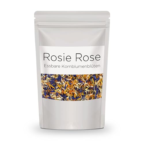 Rosie Rose essbarer bunter Kornblumenblütenmix "tropical", 20g getrocknete Kornblumen Deko als Tortendeko, natürlich & geschmacksneutral, zum Kochen, für Tee, Cupcakes, Salate und Torten-Dekoration von Rosie Rose