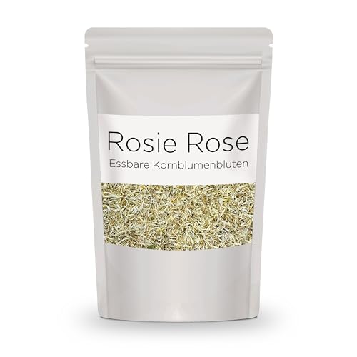 Rosie Rose Essbare Kornblumenblüten (Weiß) I 20g I getrocknete Kornblumen Deko I 100% natürlich & geschmacksneutral I Ideal für Tee und als Dekoration für Cupcakes, Salaten, Torten von Rosie Rose