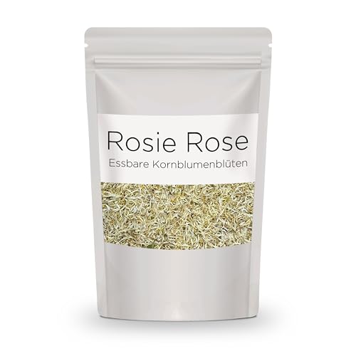 Rosie Rose essbare weiße Kornblumenblüten, 20g getrocknete Kornblumen Deko als Tortendeko, natürlich & geschmacksneutral, zum kochen, für Tee, Cupcakes, Salate und Torten-Dekoration von Rosie Rose