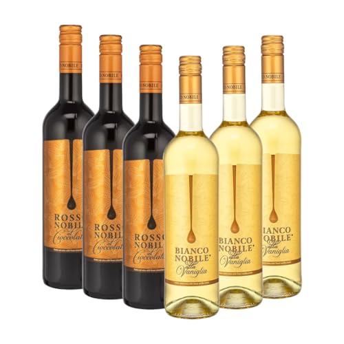 Rosso Nobile & Bianco | Weinpaket „Dolce Duo“ | 3x Cioccolata & 3x Vaniglia | Süße Aromenvielfalt | Für Genießer | 6x 750ml von Rosso Nobile