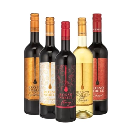 Weinpaket „Süße Versuchung“ | 5x Aromatisierte Weine | Rosso Nobile Cioccolata, Vaniglia, Nougat, Cherry & Marzipan | Für Liebhaber süßer Aromen | 5x 750ml von Rosso Nobile