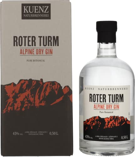 Roter Turm Alpine Dry Gin Pure Botanical 43% Vol. 0,5l in Geschenkbox von Roter Turm